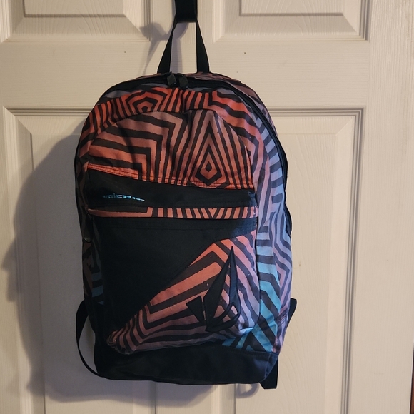 Volcom Black and Red Backpack with Geometric Design - Picture 1 of 6